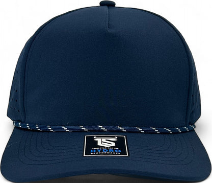 5 panel Hydro Cap: Navy - Navy/White Rope Snapback