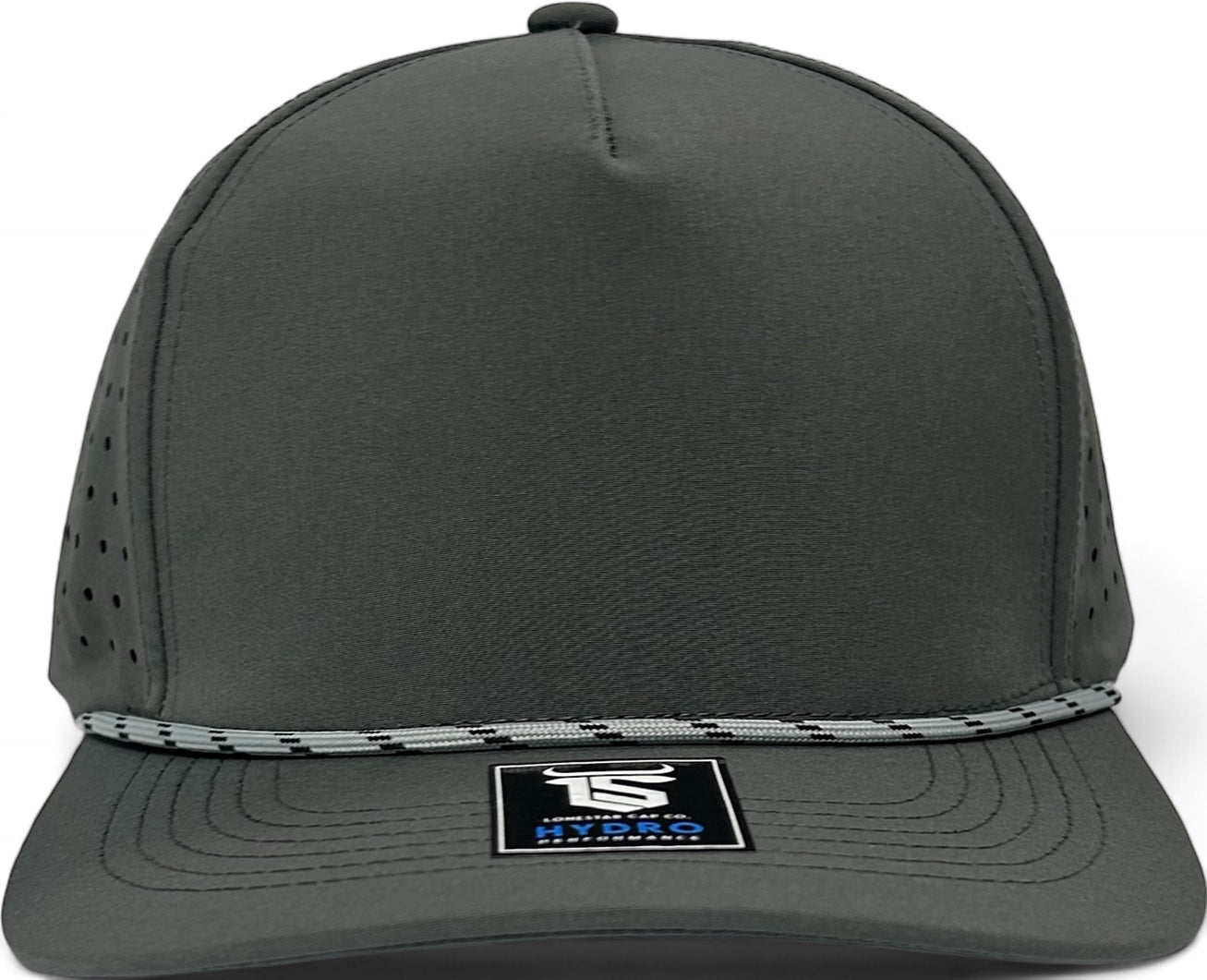 5 Panel Hydro Cap: Dark Gray - Lt. Gray/Black Rope snapback