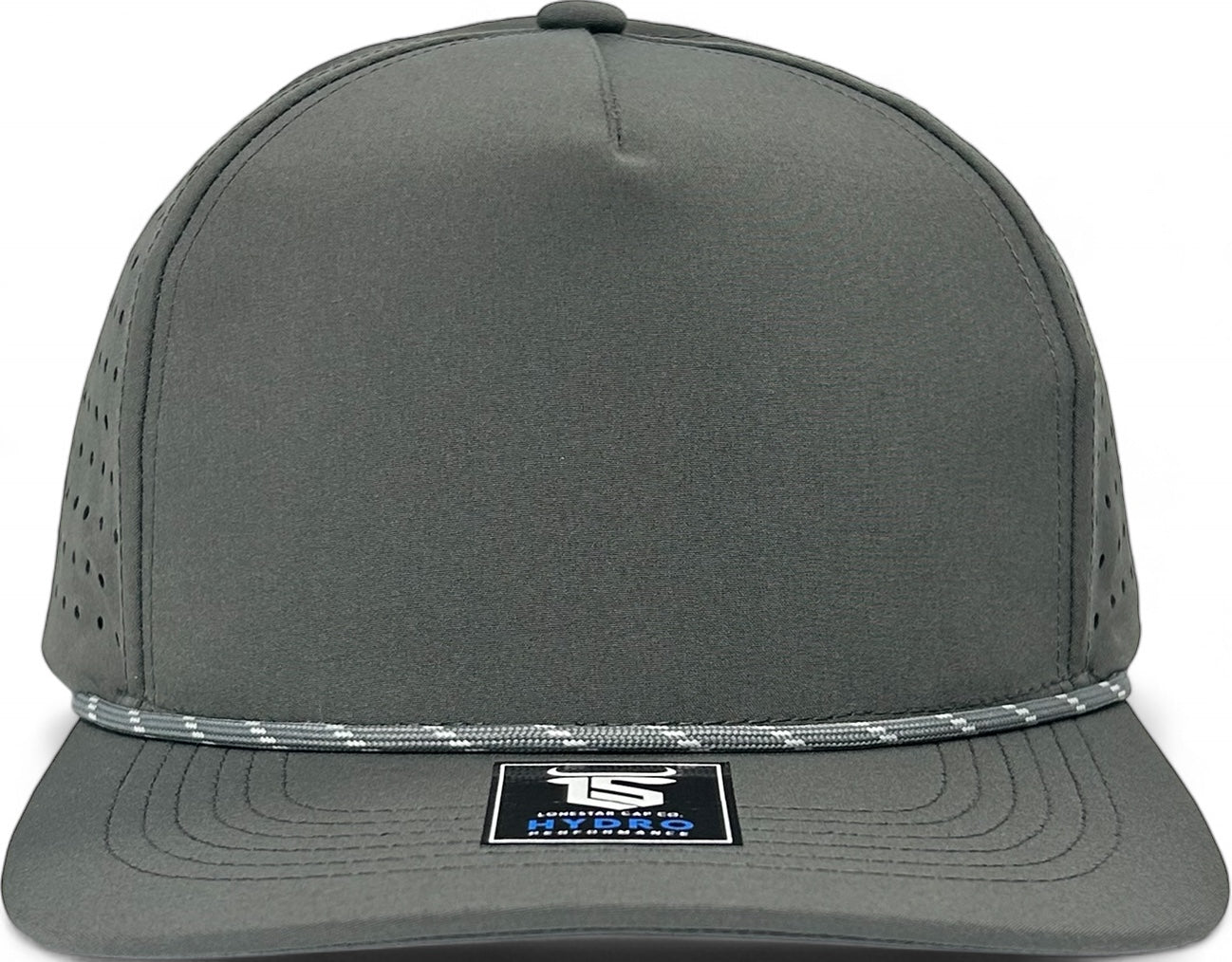 5 Panel Hydro Cap: Dark Gray - Gray/White Rope Snapback