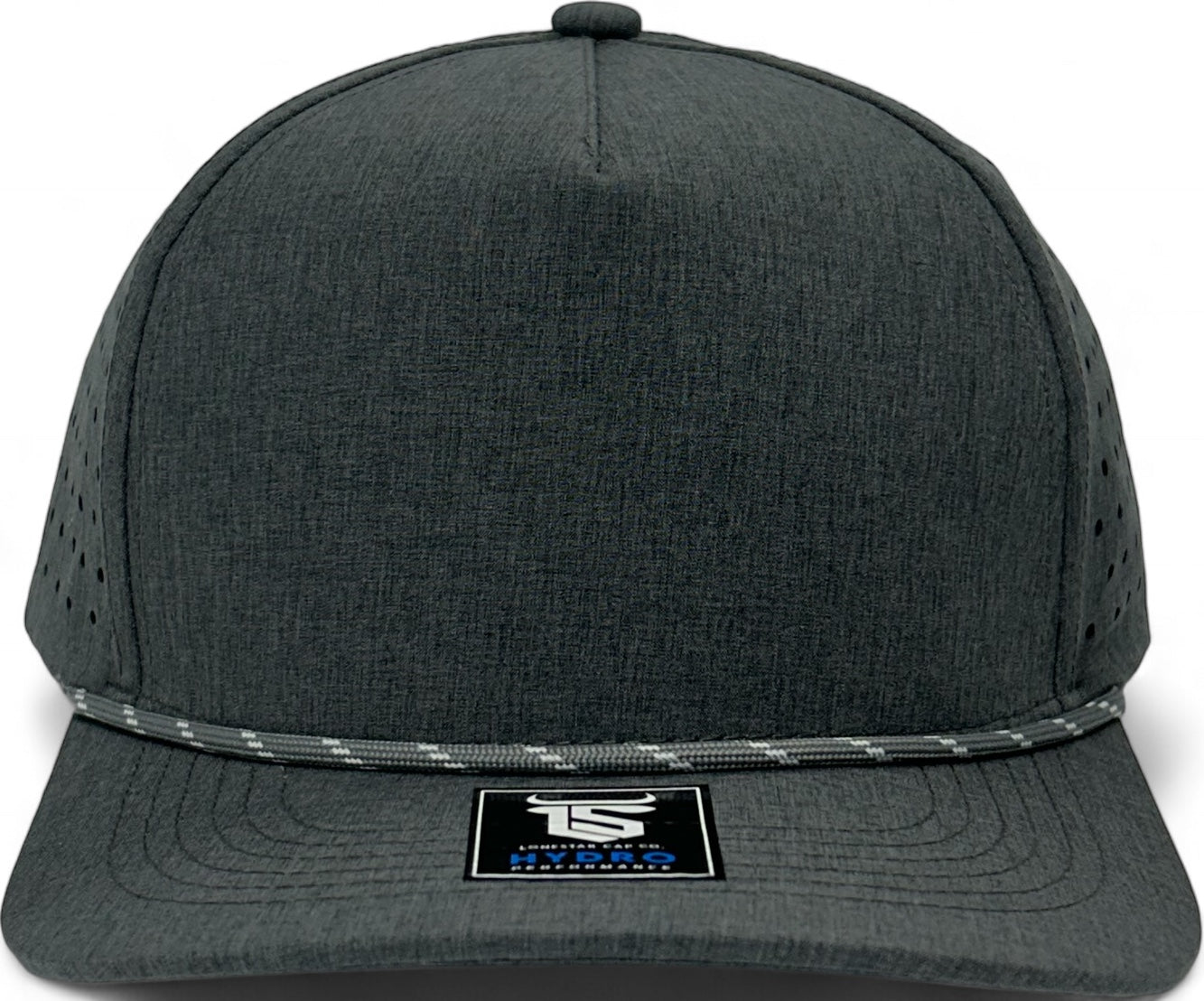 5 Panel Hydro Cap: Heather Grey - Grey/White Rope Snapback