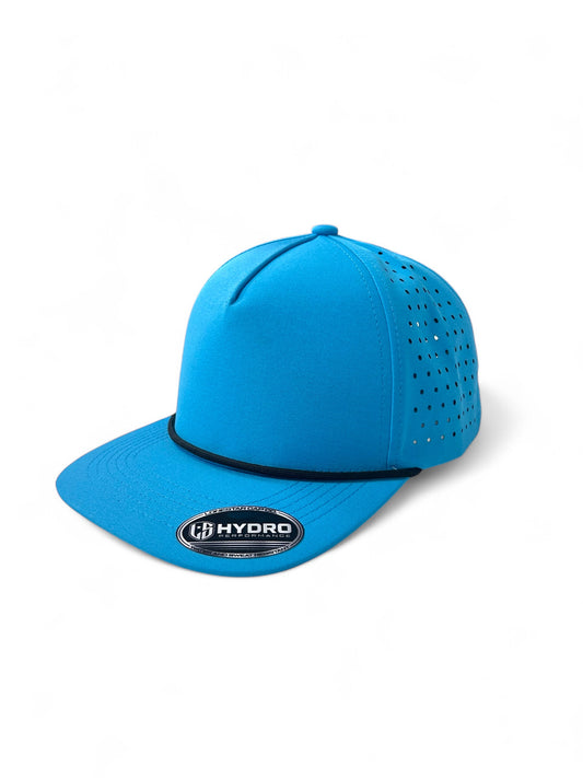 5 Panel Sapphire Blue Rope Hat with black Rope Snapback