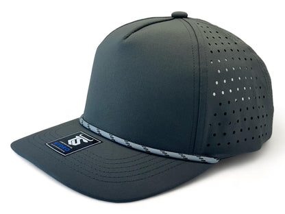 5 Panel Hydro Cap: Dark Gray - Lt. Gray/Black Rope snapback