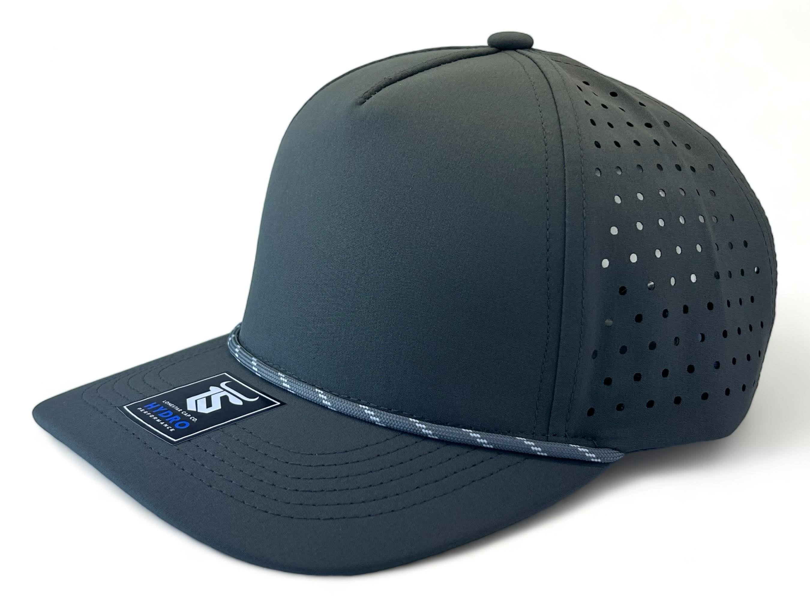 5 Panel Hydro Cap: Dark Gray - Gray/White Rope Snapback – Lonestar Cap Co