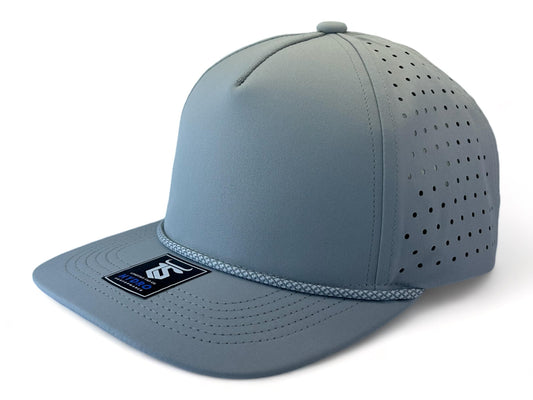 5 Panel Hydro Cap: Light Gray - Gray/White Rope Snapback