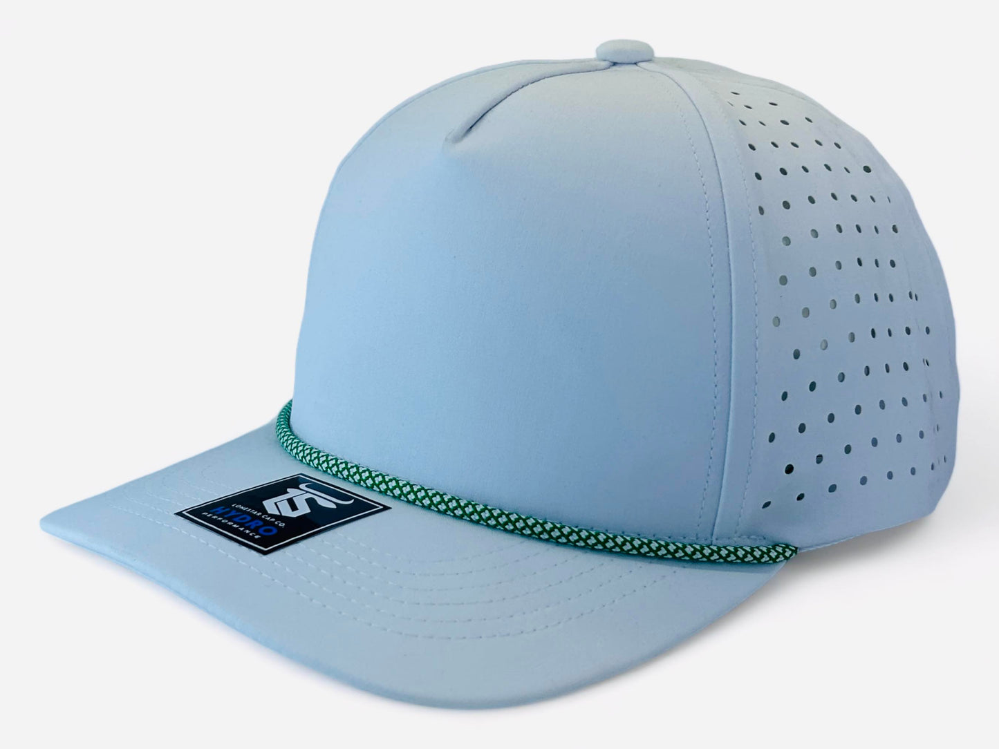 5 Panel Hydro Cap: White - Green/White Diamond Rope snapback