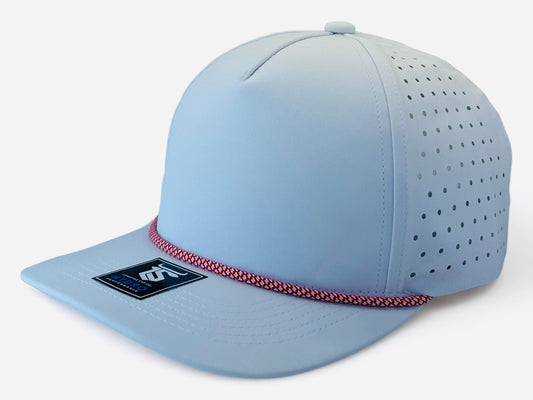 5 Panel Hydro Cap: White - Red/White Diamond Rope Snapback